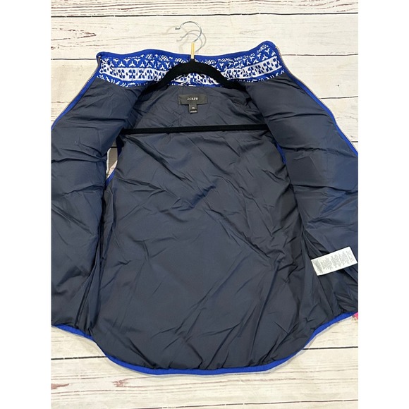J.Crew Black Label Blue Nordic Vest White Winter Detail Size Medium Preppy - Picture 6 of 9